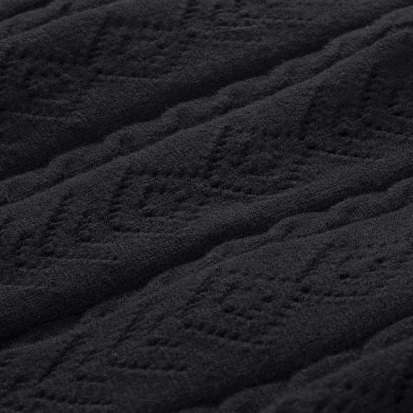 Black Ruffled Buttoned Open Front Knitted Sweater - Picture 15 of 16